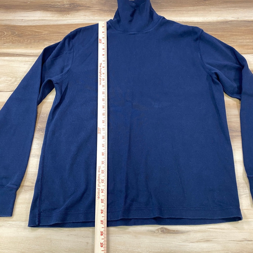 J.Crew Turtleneck Men L Classic Minimalist Cotton Navy Blue Long Sleeve Shirt - Picture 5 of 9